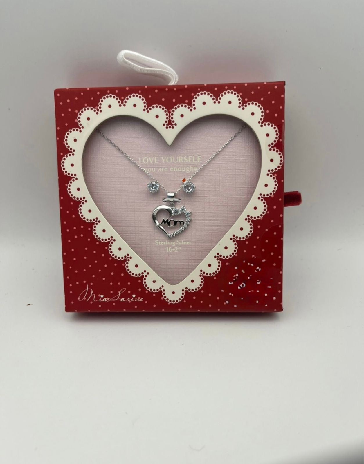 Collar Corazón Mom Plateado